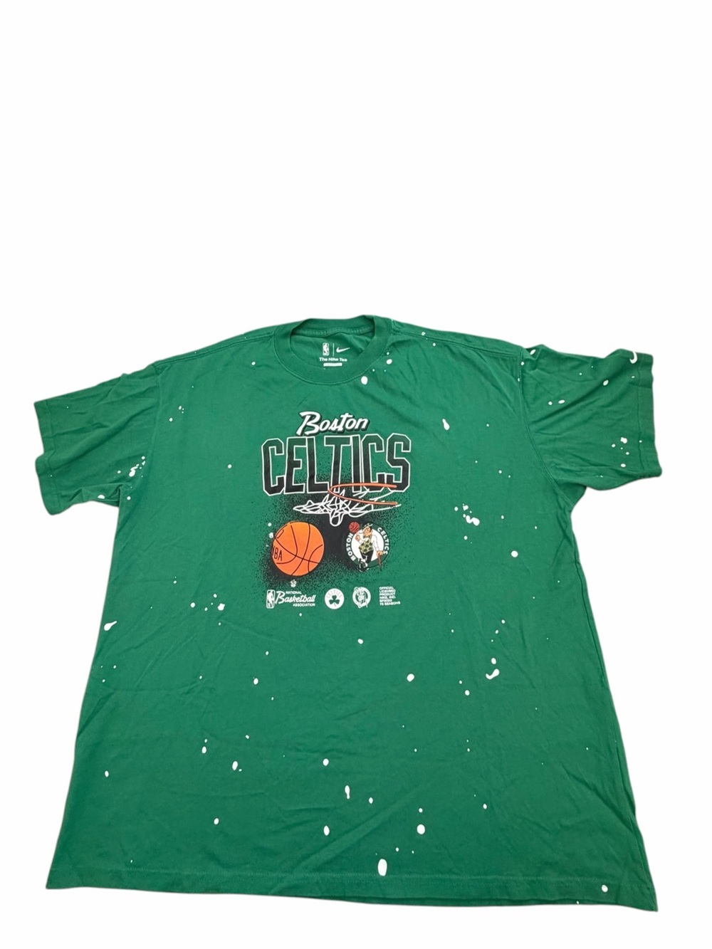 Nike Boston Celtics 75 Seasons NBA Graphic T-Shirt Men’s XL Green Paint Splatter